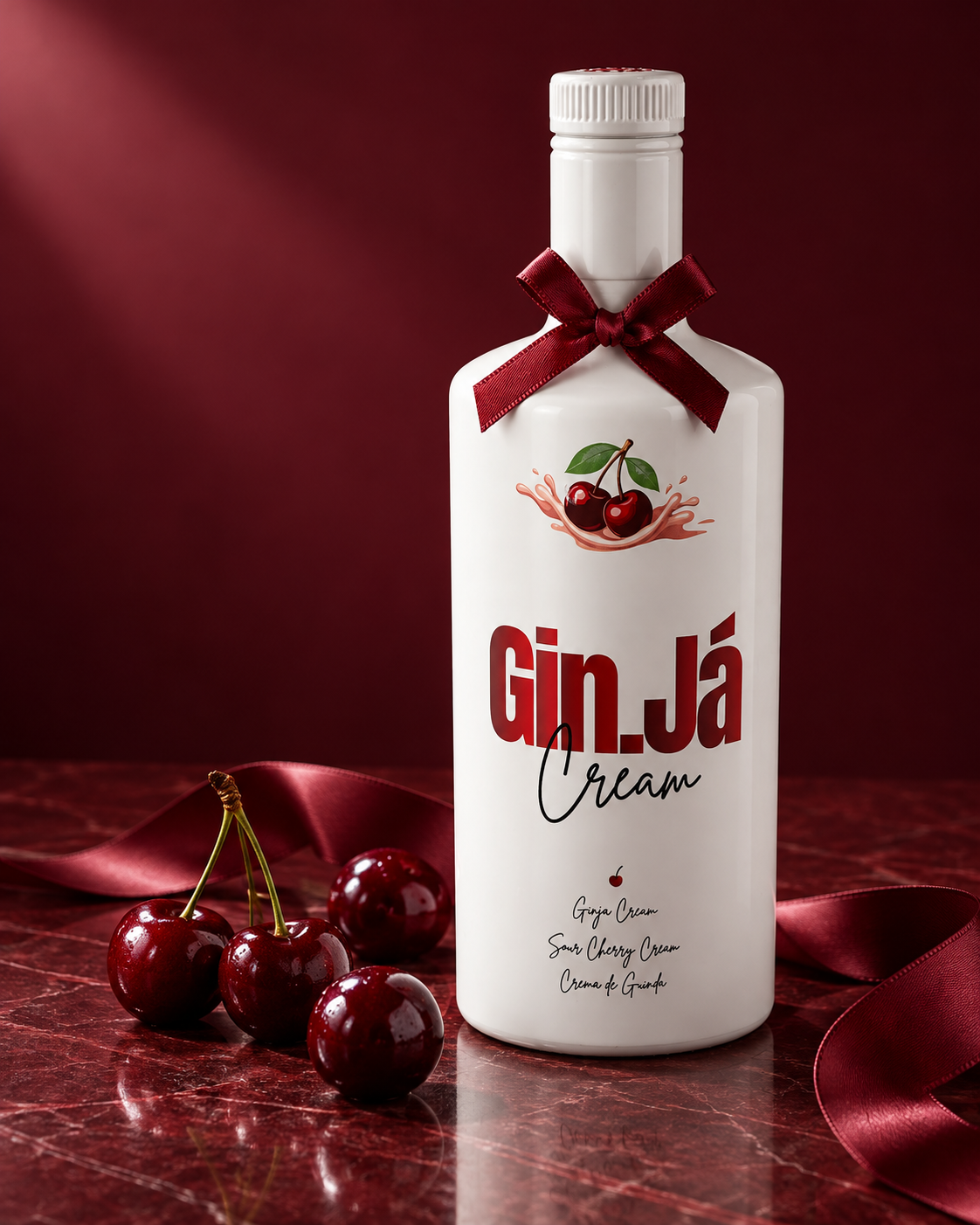 Garrafa Gin.Já Cream em mármore bordó