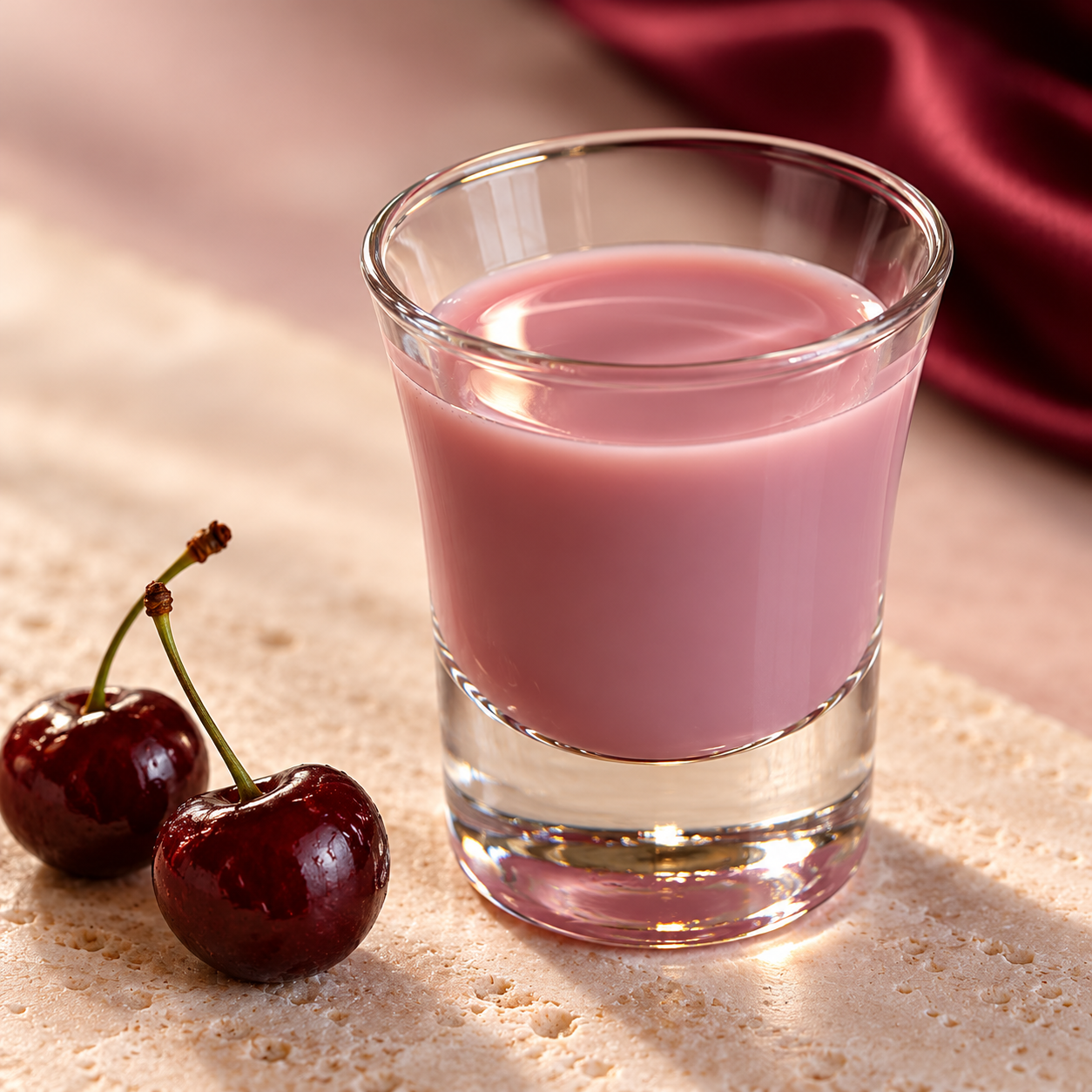 Copo de Gin.Já Cream com cerejas